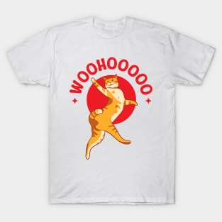 Illustration of a cute orange cat dancing T-Shirt